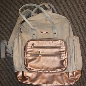 White-Nude/ rose gold Bookbag